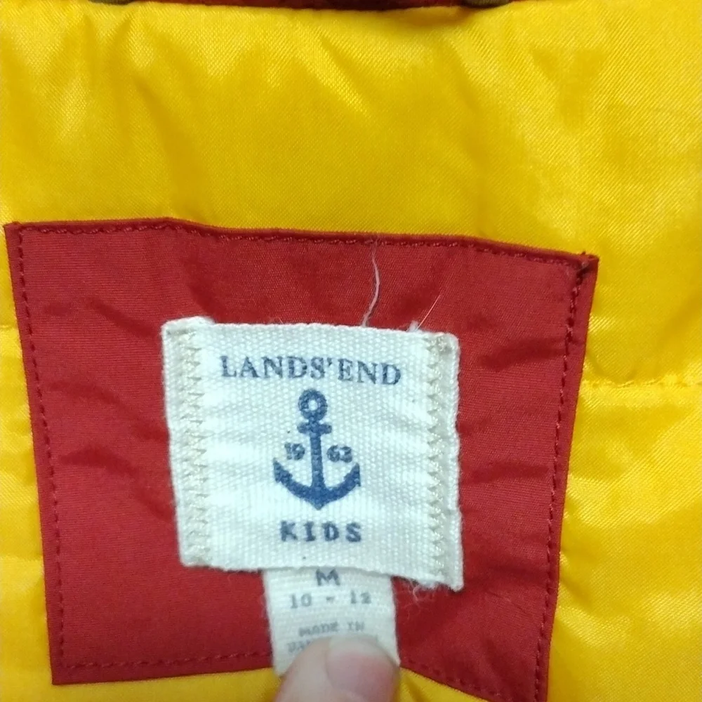 Lands End Kid's Medium 10-12 Winter Ski Coat Jacket "Grow a Longs" Red Yellow - Picture 4 of 9